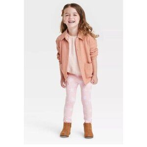 Grayson Mini Peach/Pink Star Print Toddler Girls Leggings 4T Comfortable Stylish